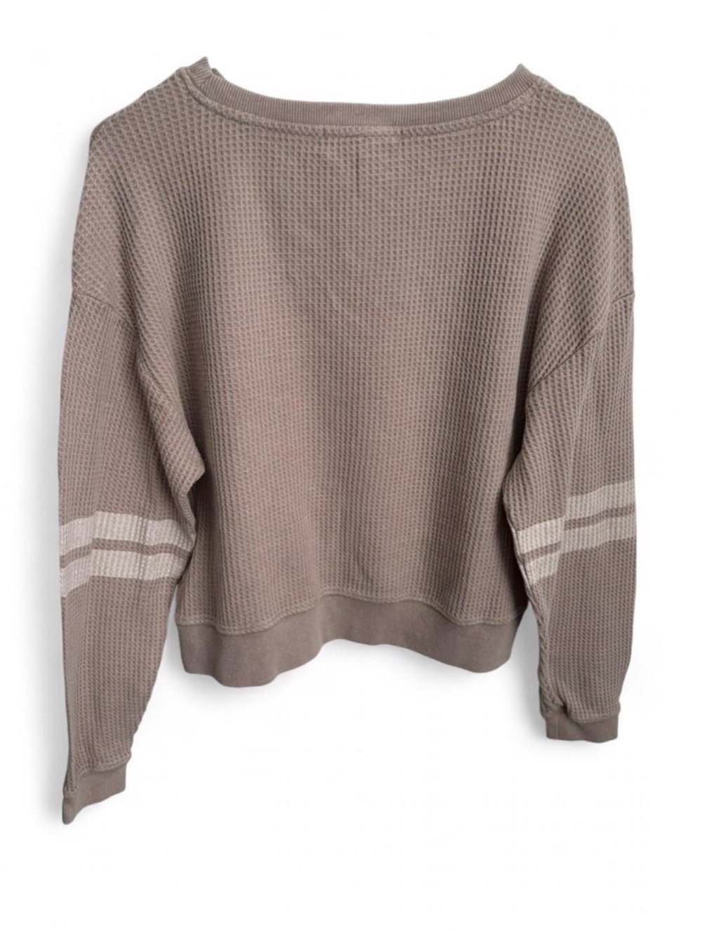 Pink Rose Manhattan Skyline Waffle Knit Pullover Sweater Taupe S - Picture 4 of 5
